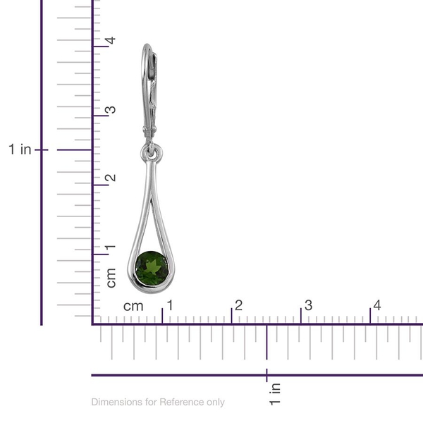 Chrome Diopside (Rnd) Drop Lever Back Earrings in Platinum Overlay Sterling Silver 1.000 Ct.