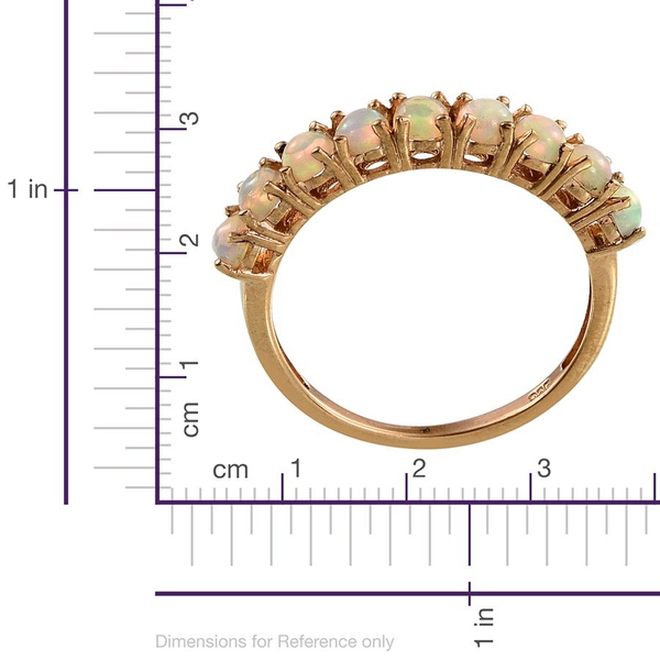 AA Ethiopian Welo Opal (Rnd) Half Eternity Ring in 14K Gold Overlay Sterling Silver 1.000 Ct.