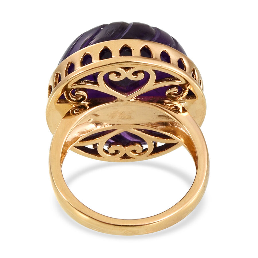 Stefy Amethyst (Rnd), Pink Sapphire Ring in 14K Gold Overlay Sterling Silver 29.030 Ct.