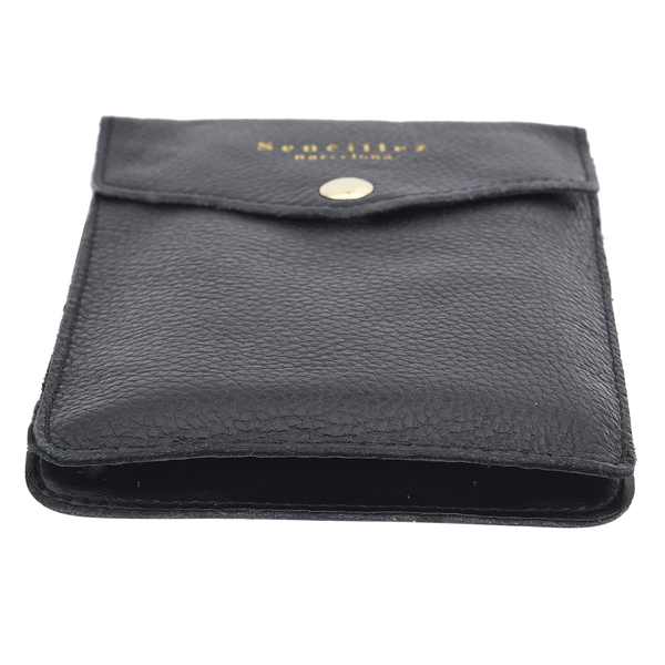 SENCILLEZ 100% Genuine Leather Cell Phone Crossbody Bag with Shoulder Strap (Size 18x12x1Cm) - Black