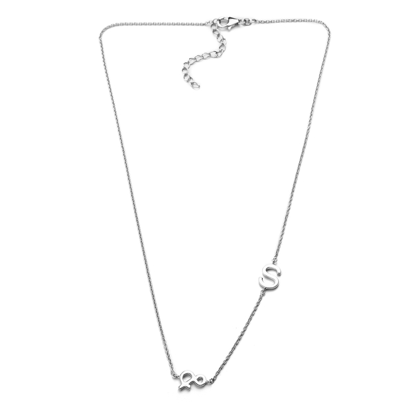 Platinum Overlay Sterling Silver Necklace (Size 18 with 2 inch Extender)