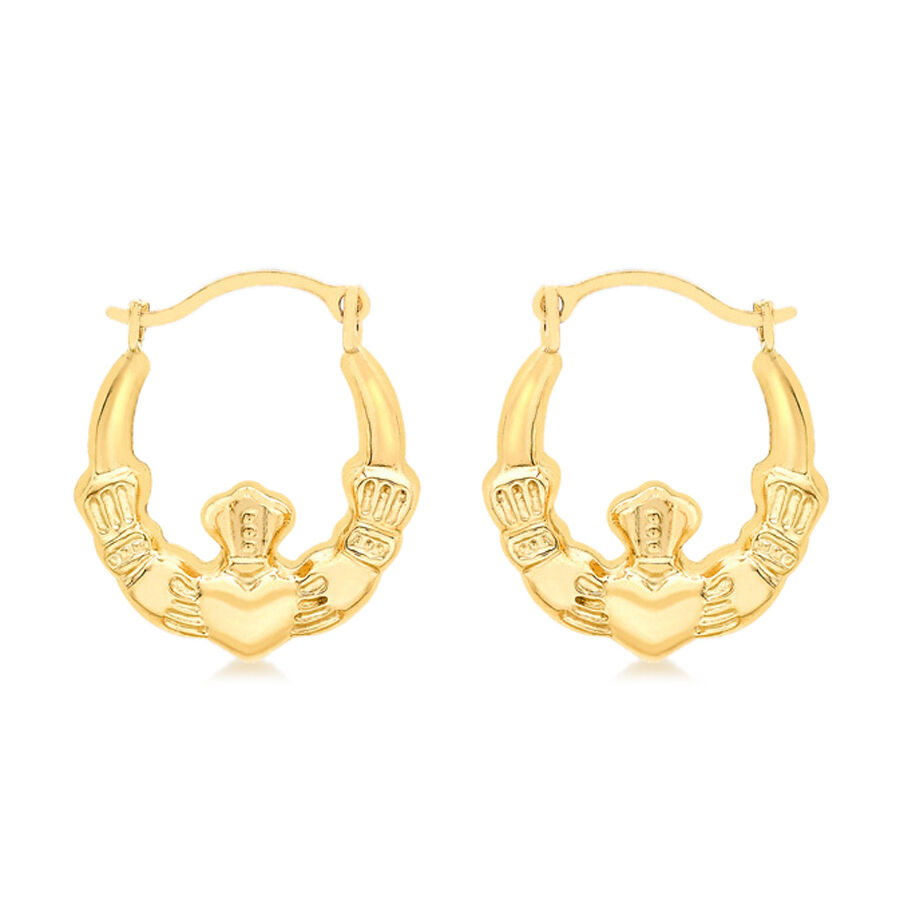 Close Out Deal Italian 9K Y Gold Claddagh Earrings (with Clasp)