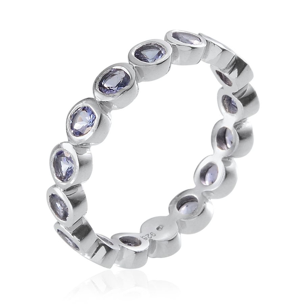 Tanzanite (Rnd) Full Eternity Ring in Platinum Overlay Sterling Silver 1.500 Ct.