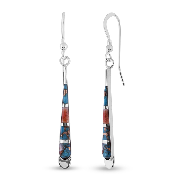 Santa Fe Collection - Spiny Turquoise Hook Earrings in Sterling Silver