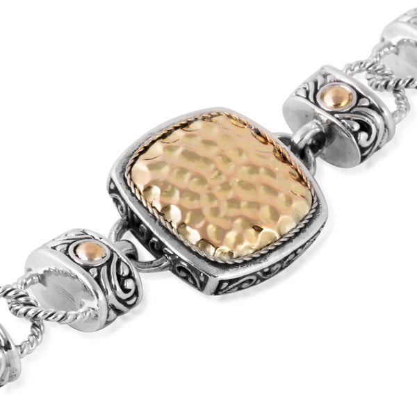 Bali Legacy Collection Sterling Silver and 18K Yellow Gold Bracelet (Size 7.25), Metal wt 23.00 Gms.
