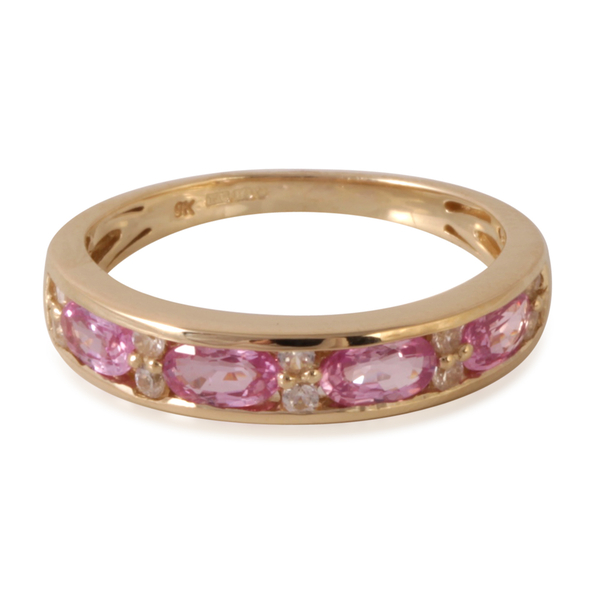 9K Y Gold AAA Pink Sapphire (Ovl), Natural Cambodian Zircon Ring 1.500 Ct.