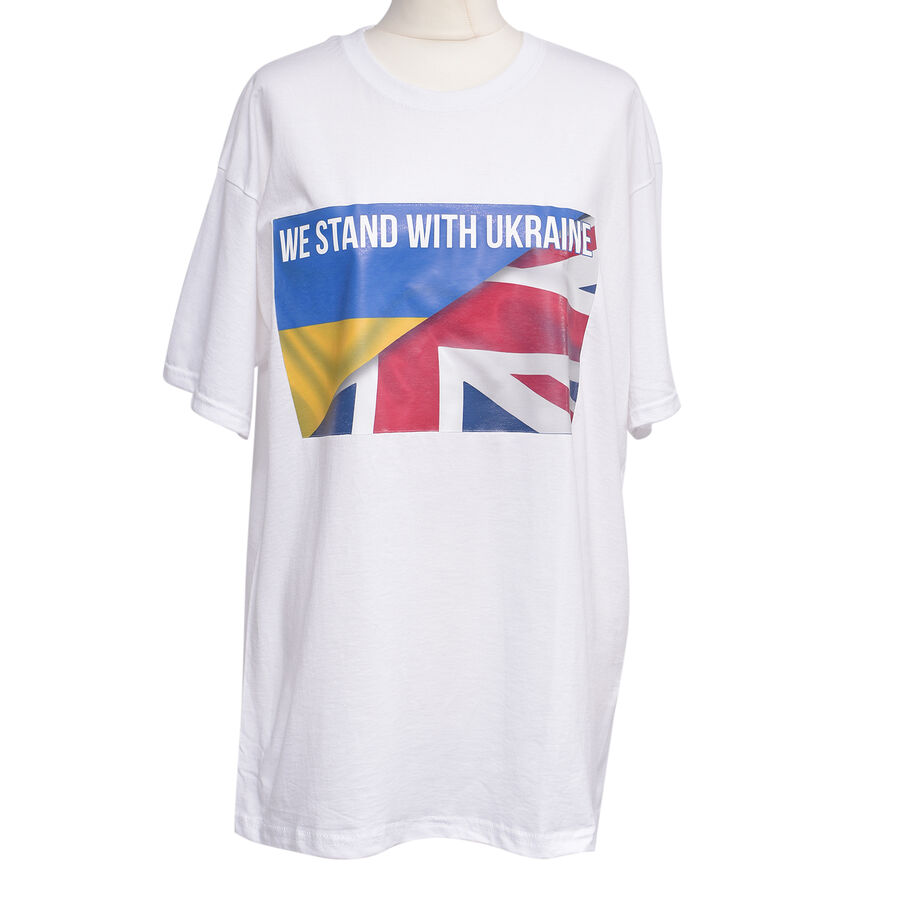 Cotton We Stand with Ukraine Unisex T-Shirt - White