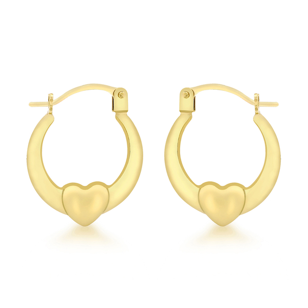Designer Inspired 9K Yellow Gold Heart Creole Hoop Earrings (with Clasp Lock)