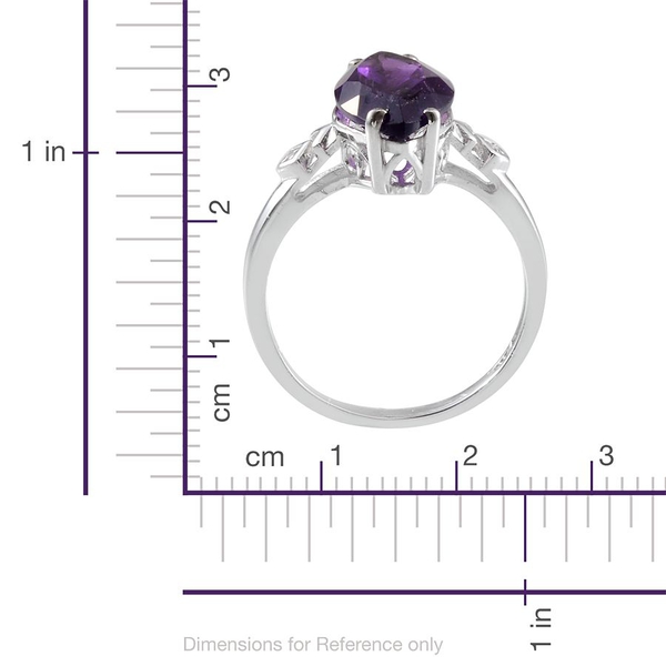 Amethyst (Mrq 5.25 Ct), Diamond Ring in Platinum Overlay Sterling Silver 5.260 Ct.