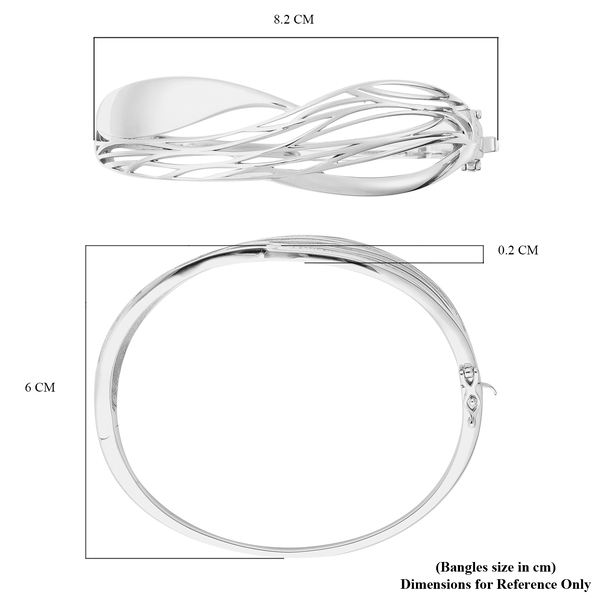 Isabella Liu Sea Rhyme Collection - Rhodium Overlay Sterling Silver Bangle (Size 8.5), Silver Wt 34.04 Gms
