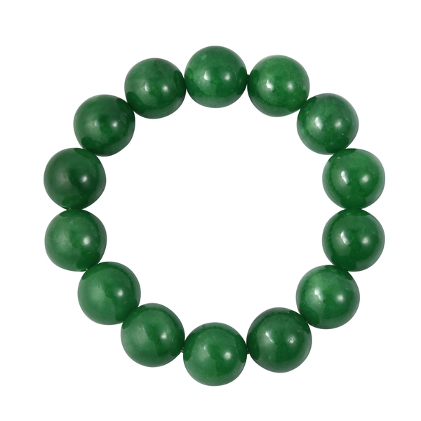 Green Jade Stretchable Beads Bracelet (Size 6.75)
