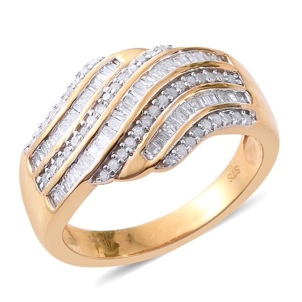 Diamond (Bgt) Ring in 14K Gold Overlay Sterling Silver 0.750 Ct.