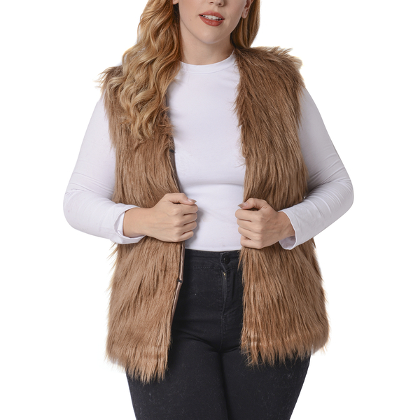 Beautiful Chic Look Brown Colour Faux Fur Gilet  One Size Fits all