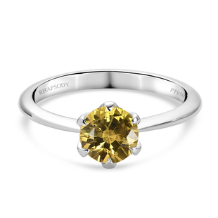 RHAPSODY 950 Platinum AAAA Yellow Sapphire Solitaire Ring 1.03 Ct.
