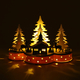 Christmas Decorative - Wooden House Scene with ChristmasTrees LED Lights  (Size 30x25x10 Cm) Requires 2AA Batteries (not Incld)