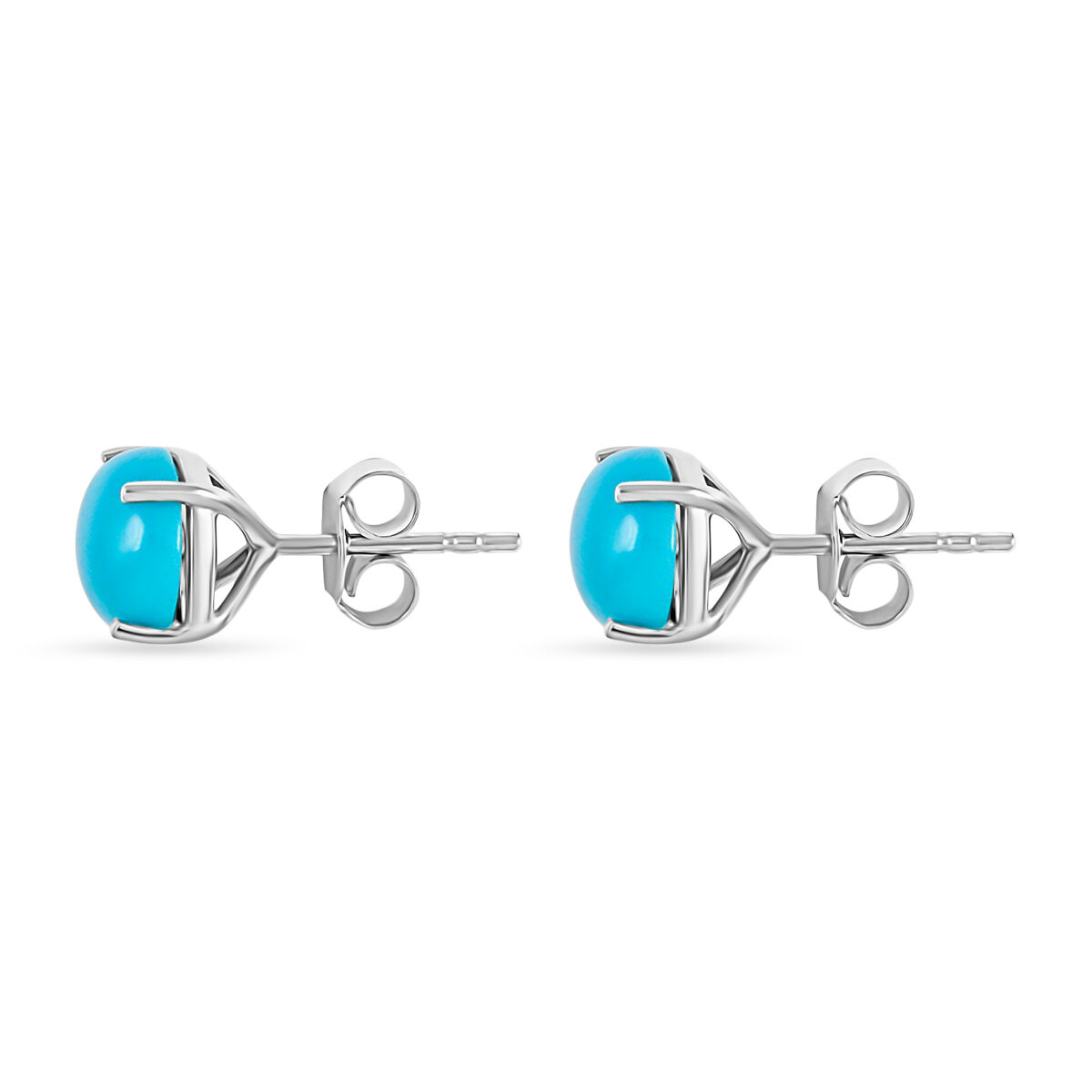 10K White Gold Arizona Sleeping Beauty Turquoise Stud Earrings  3.40 Ct