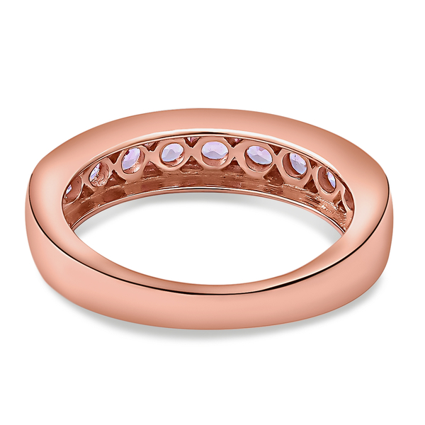 Pink Sapphire Half Eternity Band Ring in Rose Gold Overlay Sterling Silver 1.00 Ct