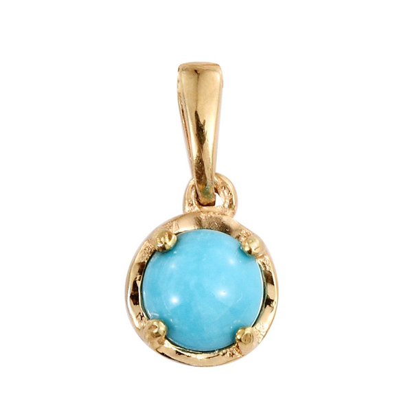 Arizona Sleeping Beauty Turquoise (Rnd) Hook Earrings and Pendant in 14K Gold Overlay Sterling Silver 1.250 Ct.