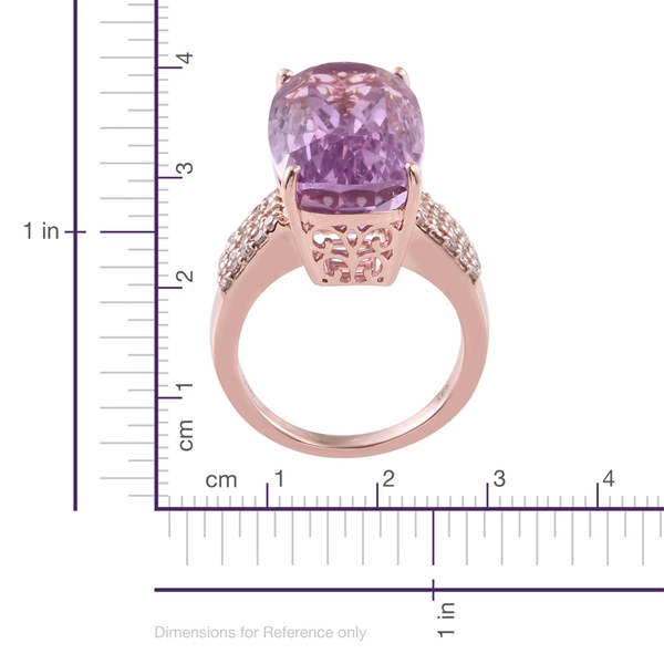 TJC Exclusive-ILIANA 18K R Gold AAA Kunzite (Cush 21.00 Ct), Natural Pink Diamond Ring 21.500 Ct. Gold Wt 10.25 Gms