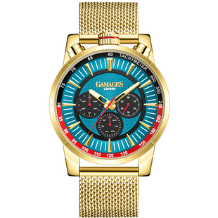 GAMAGES OF LONDON Limited Edition Automatic Movement Watch - Teal and Gold