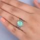 Sajen Silver Cultural Flair Collection - Set of 3 Quartz Doublet Simulated Opal White Ring in Rhodium Overlay Sterling Silver 3.10 Ct, Silver Wt. 6.00 Gms