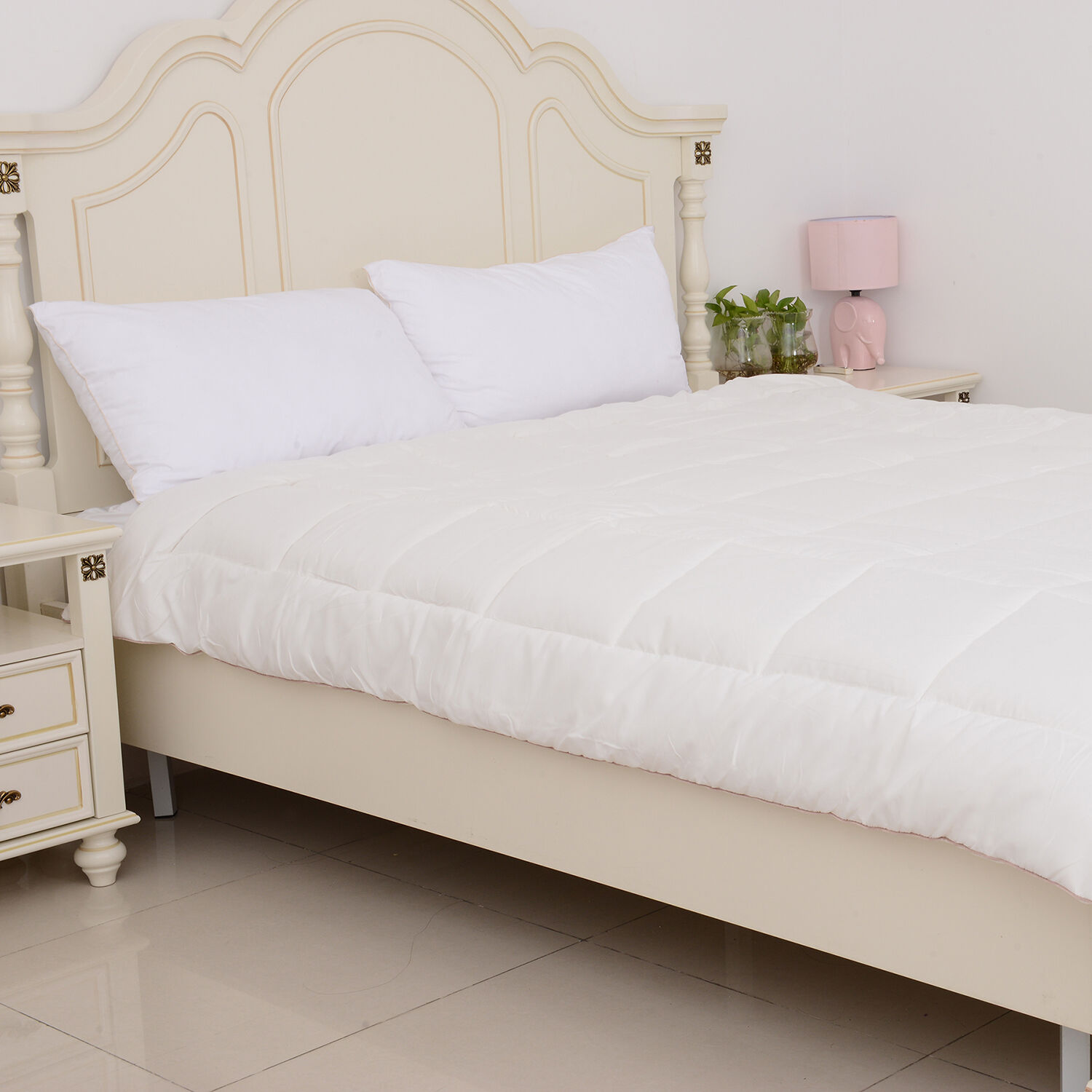 Luxury Wool Rich Filled Single Duvet with Gold Piping  (Size 200x135 Cm) - Cream Colour