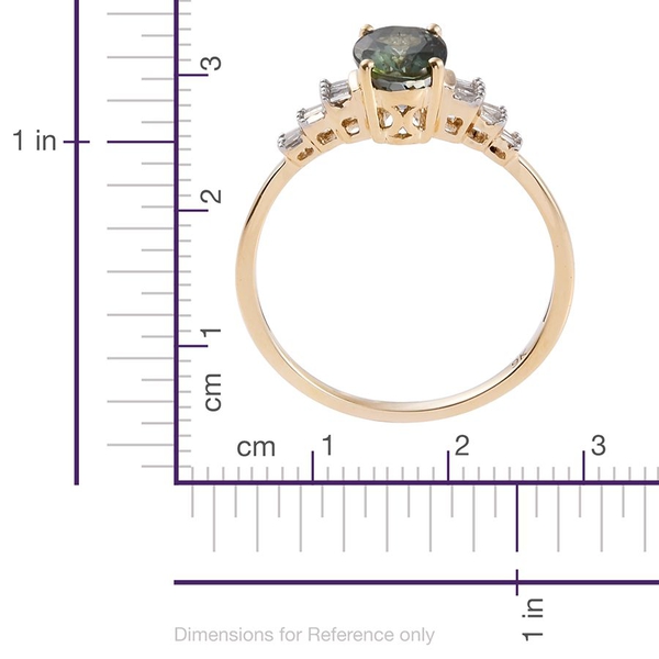 9K Y Gold AA Green Tanzanite (Ovl 1.80), Diamond Ring 1.900 Ct.