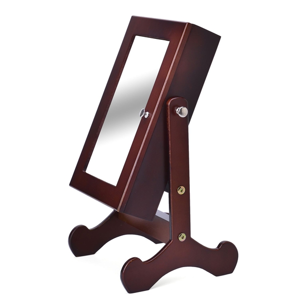 Brown Colour MDF Standing Jewellery Cabinet with Mirror (Size 40X20X6 Cm)