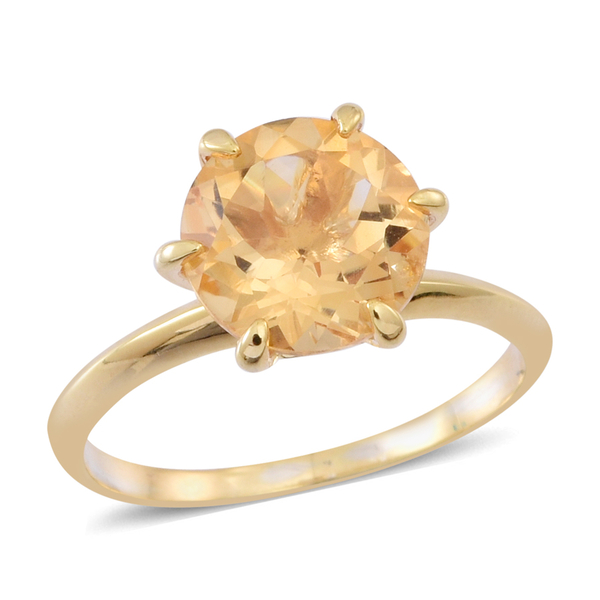 Citrine (Rnd) Solitaire Ring in 14K Gold Overlay Sterling Silver 3.250 Ct.