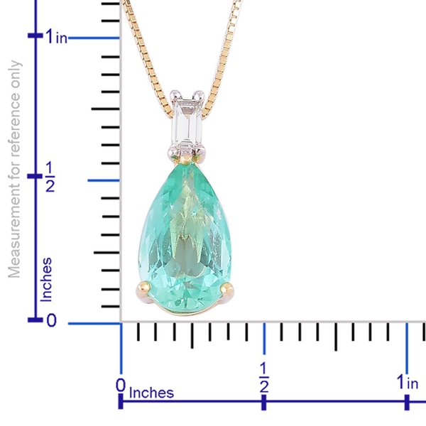 ILIANA 18K Y Gold AAA Boyaca Colombian Emerald (Pear 2.00 Ct), Diamond (SI-G-H) Pendant With Chain 2.050 Ct.