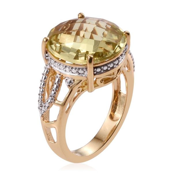 Natural Ouro Verde Quartz (Rnd) Solitaire Ring in 14K Gold Overlay Sterling Silver 7.500 Ct.