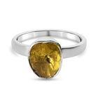 Yellow Polki Diamond Handcrafted Ring (Size O) in Platinum Overlay Sterling Silver 0.50 Ct
