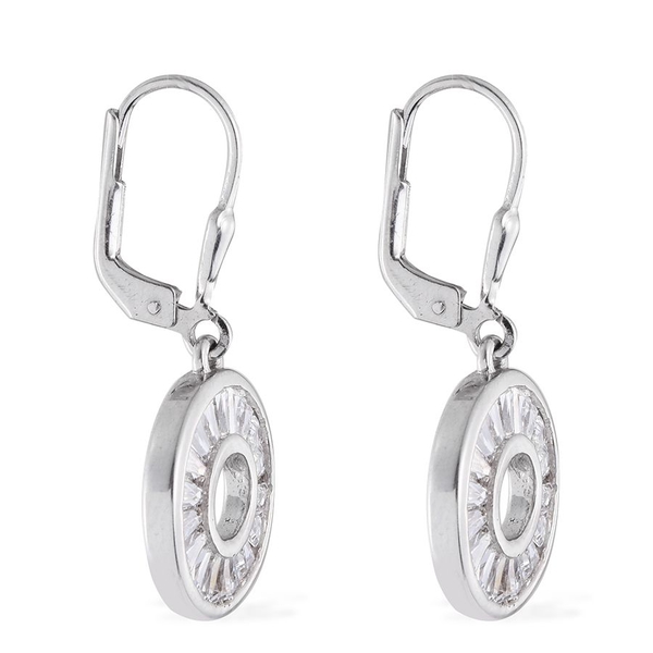 Lustro Stella - Platinum Overlay Sterling Silver (Bgt) Lever Back Earrings Made with Finest CZ