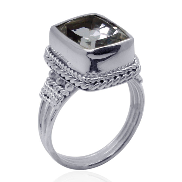 Royal Bali Collection Golconda Diamond Topaz (Oct) Solitaire Ring in Sterling Silver 6.940 Ct.