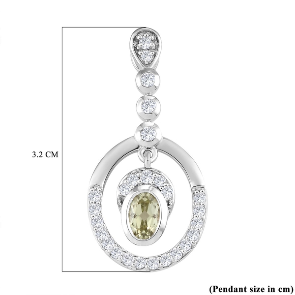 Turkizite and Natural Cambodian Zircon Pendant in Platinum Overlay Sterling Silver 1.21 Ct.