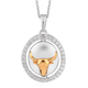 Natural Cambodian Zircon Zodiac-Taurus Pendant with Chain (Size 20) in Yellow Gold and Platinum Over
