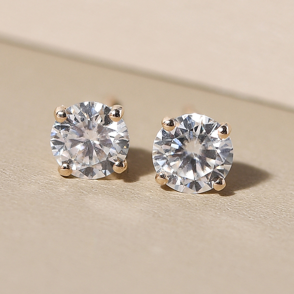 9K Yellow Gold Moissanite Stud Earrings (With Push Back)