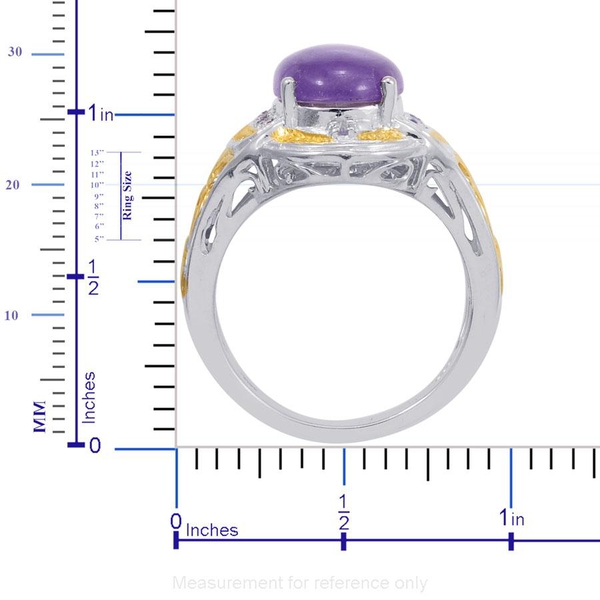 Designer Collection Purple Jade (Ovl 6.50 Ct), Tanzanite Ring in 14K YG and Platinum Overlay Sterling Silver 6.740 Ct.