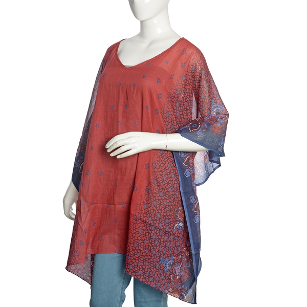 100% Cotton Red, Blue and Multi Colour Printed Kaftan (Free Size)