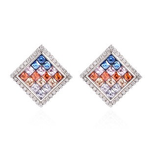 Lustro Stella - Simulated Rainbow Sapphire Earrings in Platinum Overlay Sterling Silver