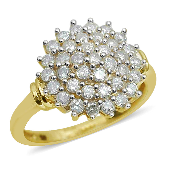 1 Carat SGL Certified Diamond (I3/G-H) Cluster Ring in 9K Gold