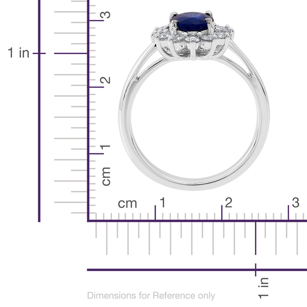 ILIANA 18K W Gold AAA Ceylon Blue Sapphire (Ovl 1.50 Ct), Diamond (SI-G-H) Ring 2.000 Ct.