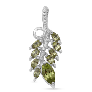 Natural Hebei Peridot Leaf Pendant in Sterling Silver 1.17 Ct.