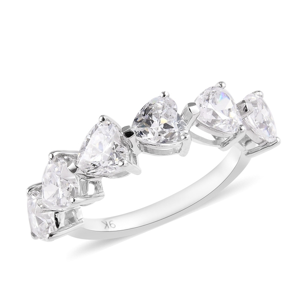 Lustro Stella Made with Finest CZ Heart Ring in 9K White Gold