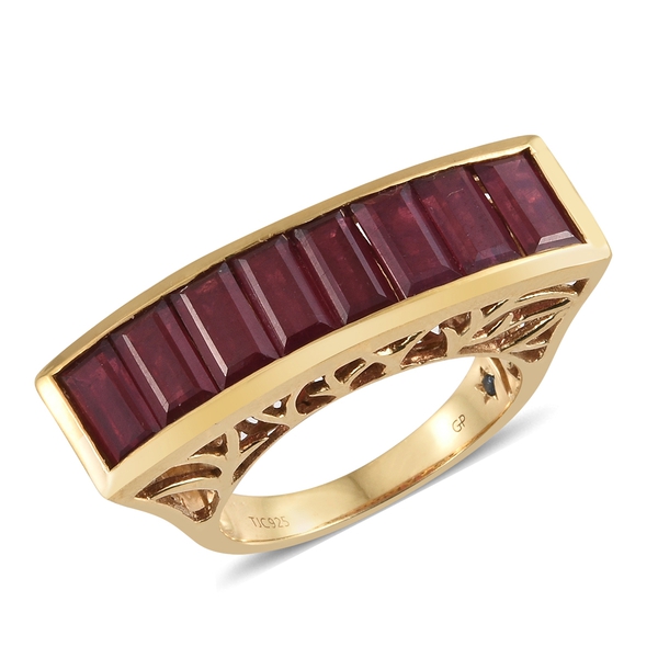 GP African Ruby (Bgt), Kanchanaburi Blue Sapphire Ring in 14K Gold Overlay Sterling Silver 9.750 Ct.