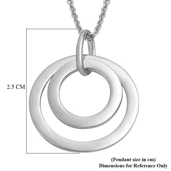 Platinum Overlay Sterling Silver Circular Pendant with Chain (Size 20)