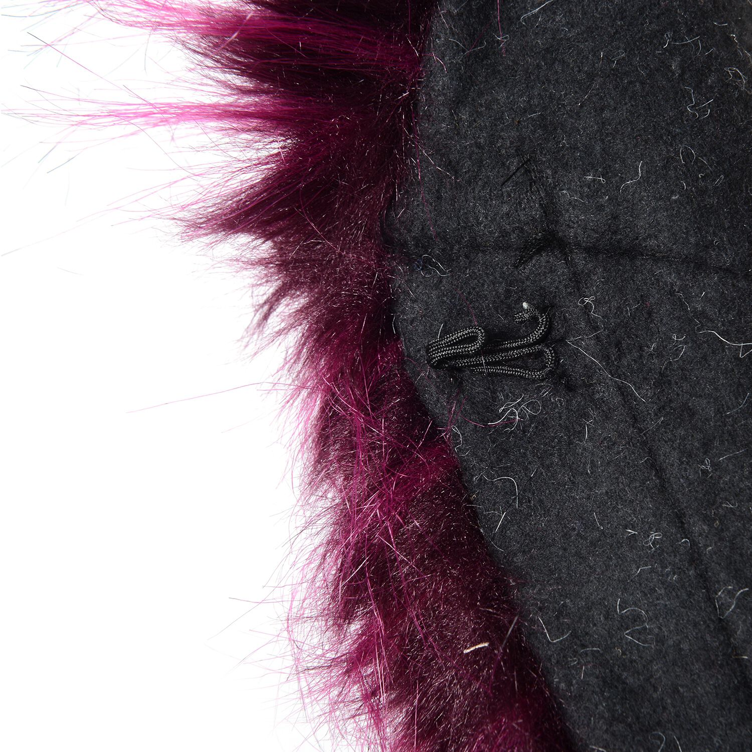 Faux Fur Collar Long Vest Cardigan with 2 Pockets (Size 106x53 Cm) Wine Red Colour