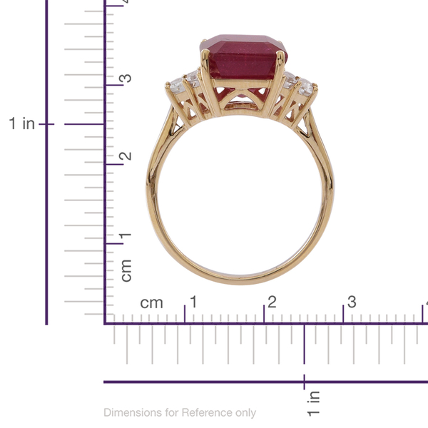 9K Y Gold African Ruby (Oct 10.00 Ct), White Topaz Ring 10.500 Ct.