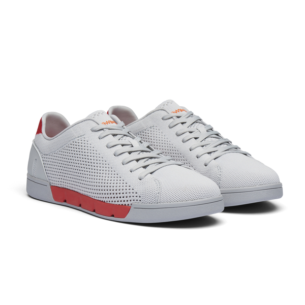 Swims Breeze Tennis Knit Mens Trainer (Size 4) - Alloy and Red