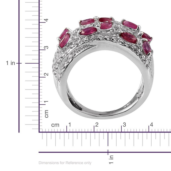 African Ruby (Mrq), White Topaz Ring in Platinum Overlay Sterling Silver 2.000 Ct.